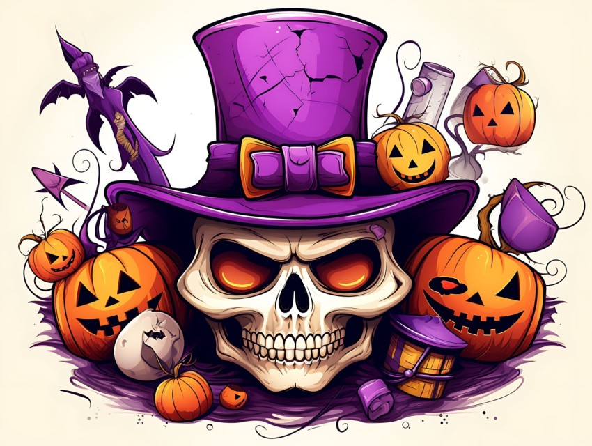 Halloween illustration Design Clipart Pop Art Vector Aesthetic Background (477)