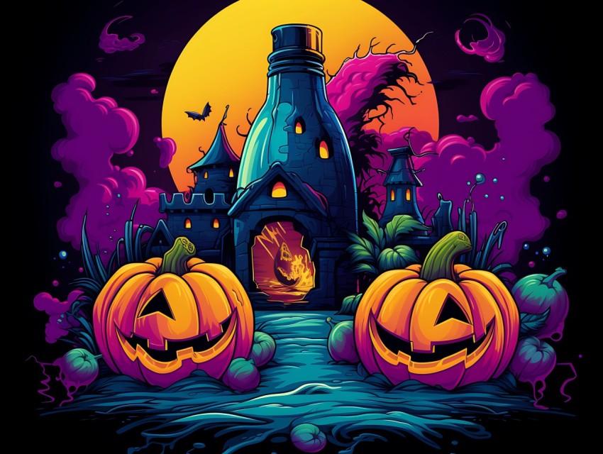 Halloween illustration Design Clipart Pop Art Vector Aesthetic Background (425)