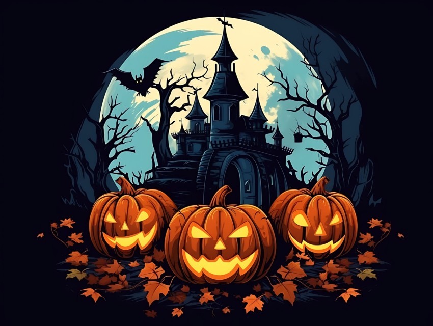 Halloween illustration Design Clipart Pop Art Vector Aesthetic Background (523)