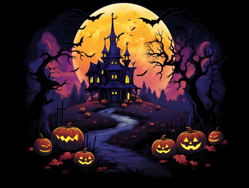 Halloween illustration Design Clipart Pop Art Vector Aesthetic Background (493)