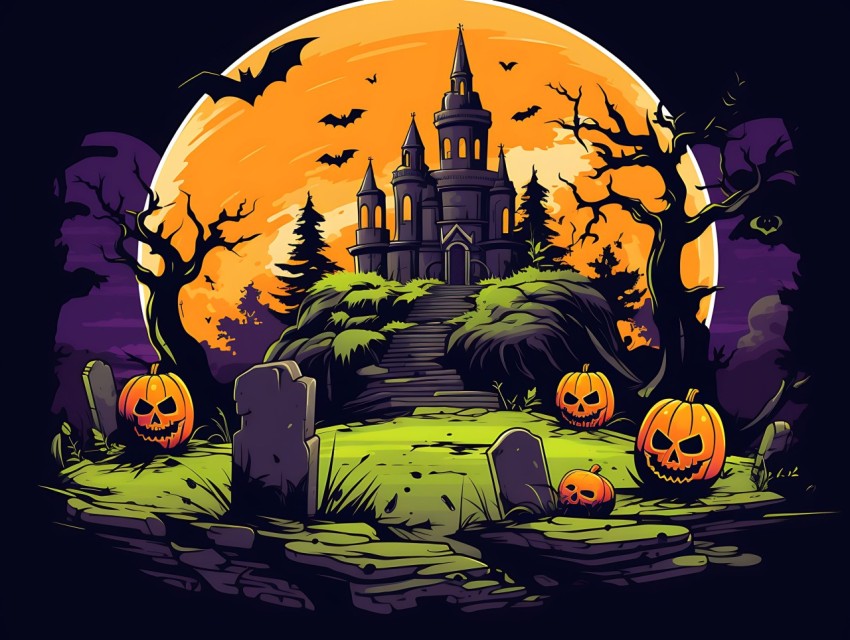 Halloween illustration Design Clipart Pop Art Vector Aesthetic Background (524)