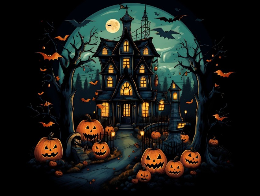 Halloween illustration Design Clipart Pop Art Vector Aesthetic Background (499)