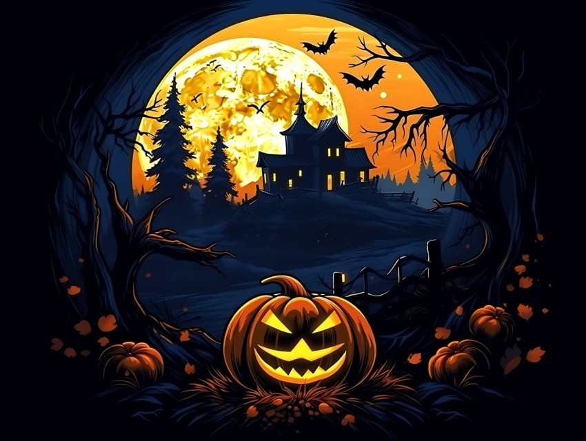 Halloween illustration Design Clipart Pop Art Vector Aesthetic Background (537)