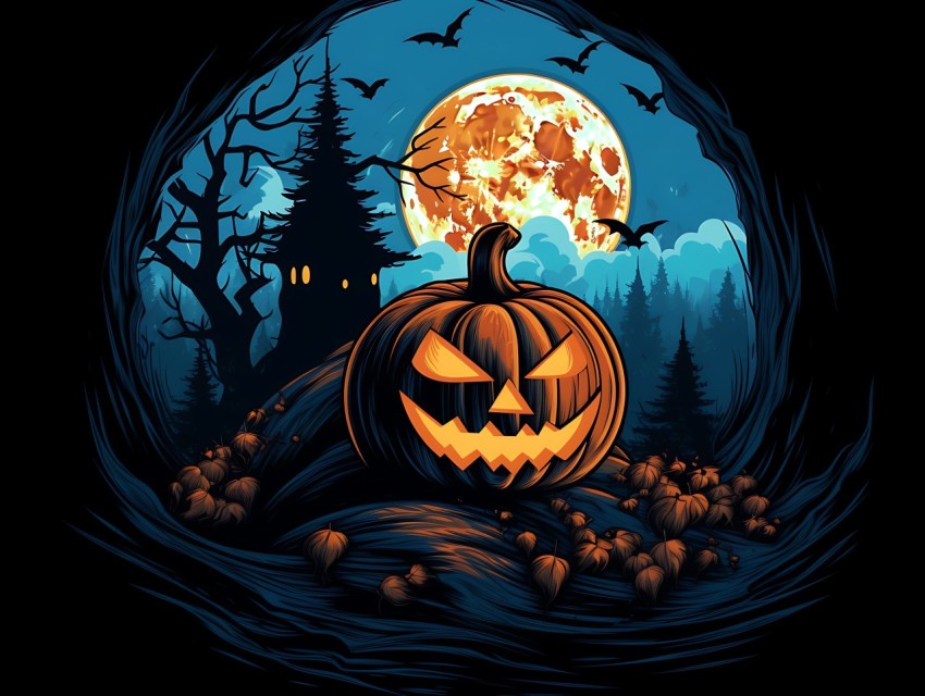 Halloween illustration Design Clipart Pop Art Vector Aesthetic Background (500)