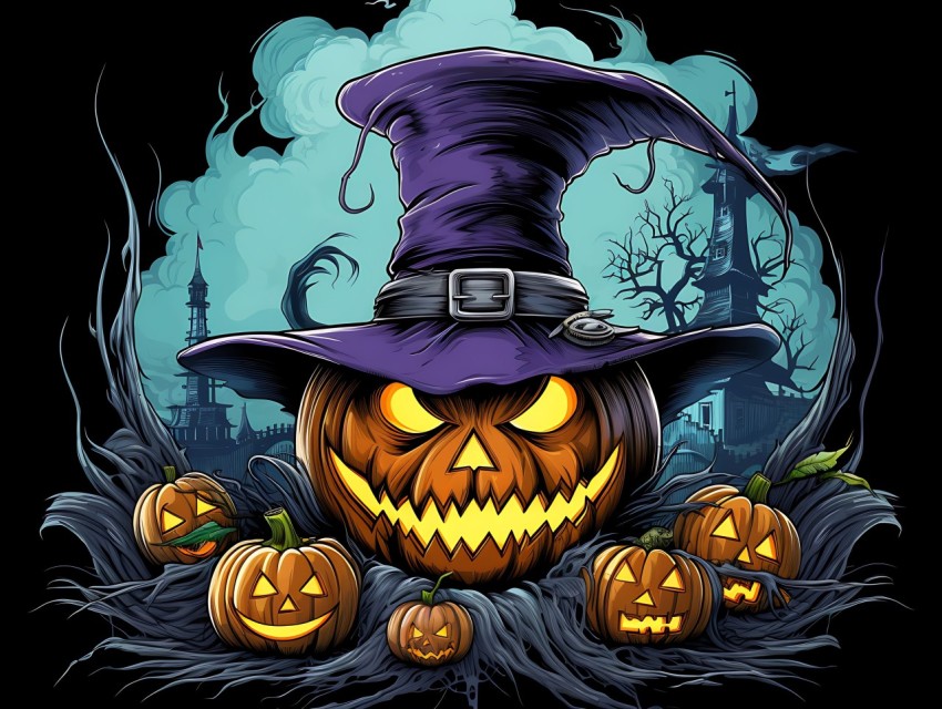 Halloween illustration Design Clipart Pop Art Vector Aesthetic Background (512)