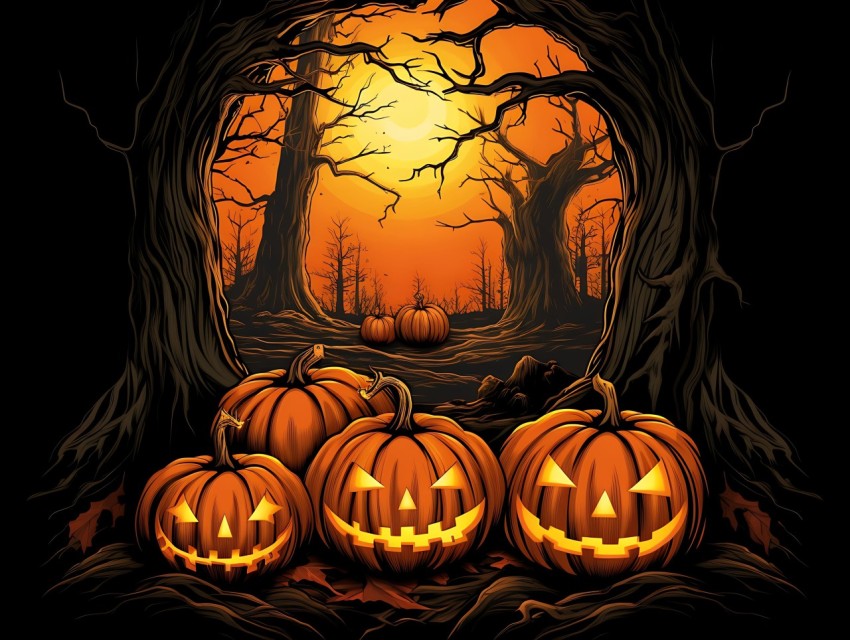 Halloween illustration Design Clipart Pop Art Vector Aesthetic Background (509)