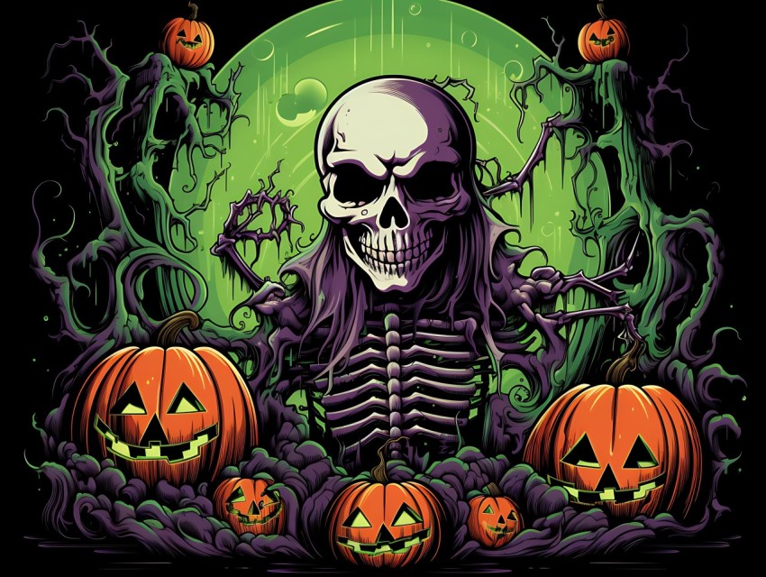 Halloween illustration Design Clipart Pop Art Vector Aesthetic Background (514)