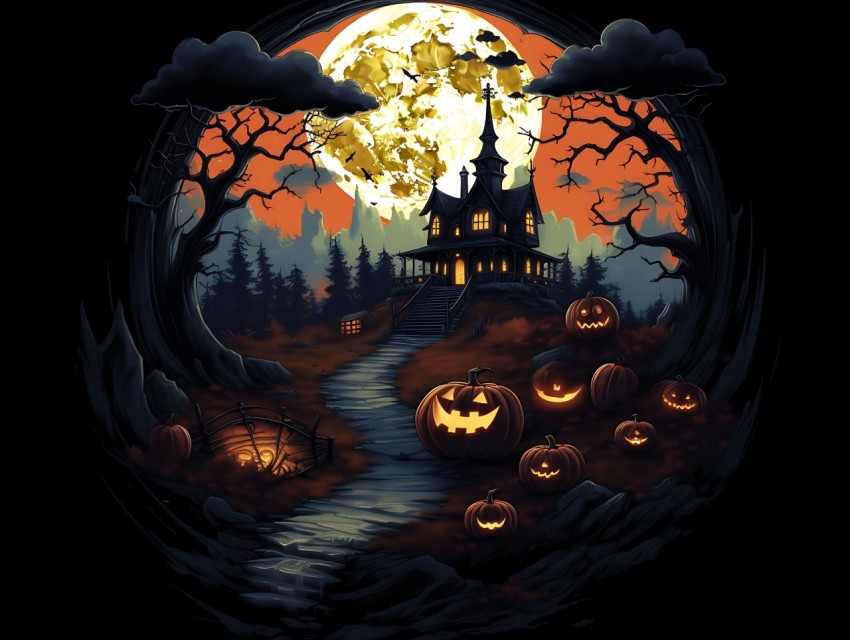 Halloween illustration Design Clipart Pop Art Vector Aesthetic Background (579)