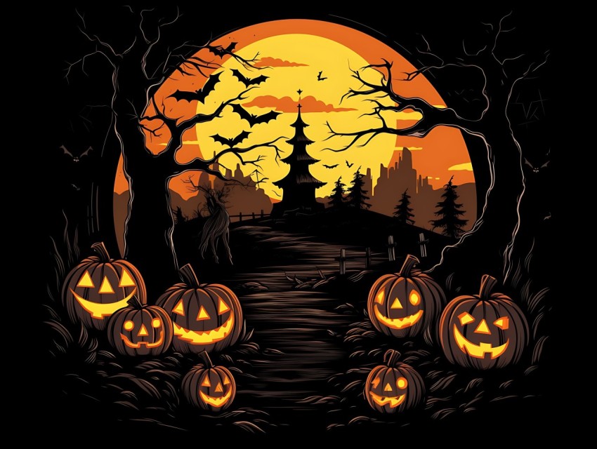 Halloween illustration Design Clipart Pop Art Vector Aesthetic Background (587)