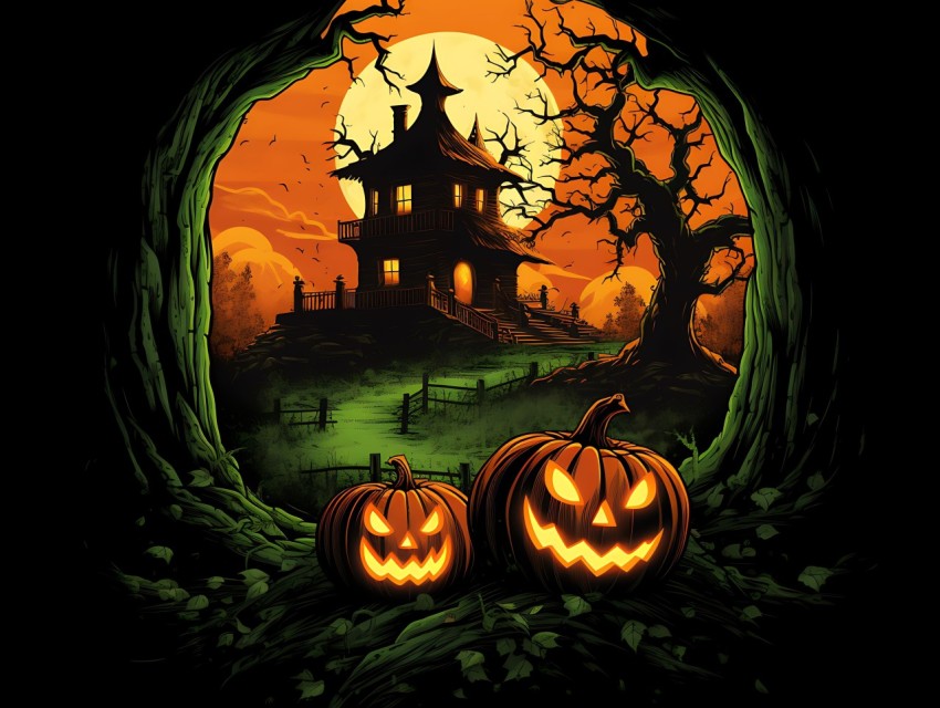 Halloween illustration Design Clipart Pop Art Vector Aesthetic Background (593)