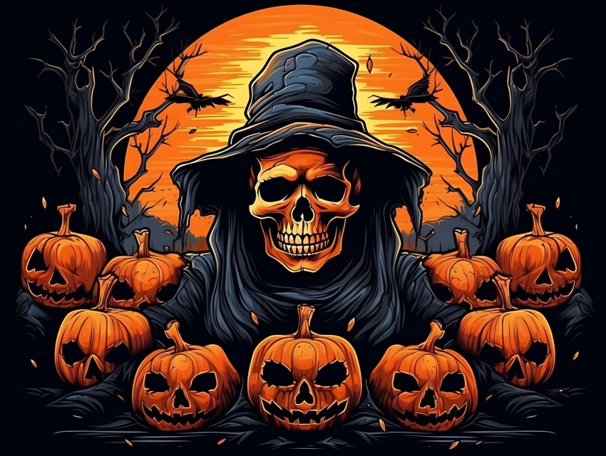 Halloween illustration Design Clipart Pop Art Vector Aesthetic Background (590)