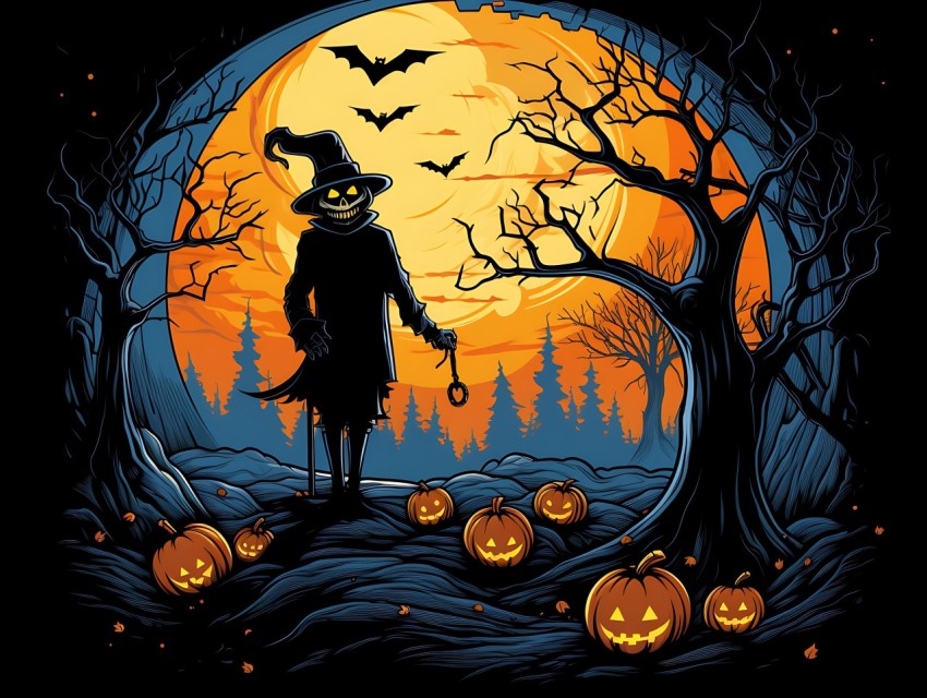 Halloween illustration Design Clipart Pop Art Vector Aesthetic Background (542)