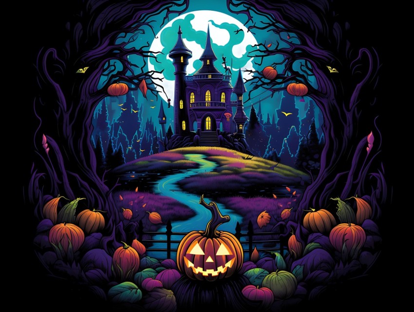 Halloween illustration Design Clipart Pop Art Vector Aesthetic Background (599)
