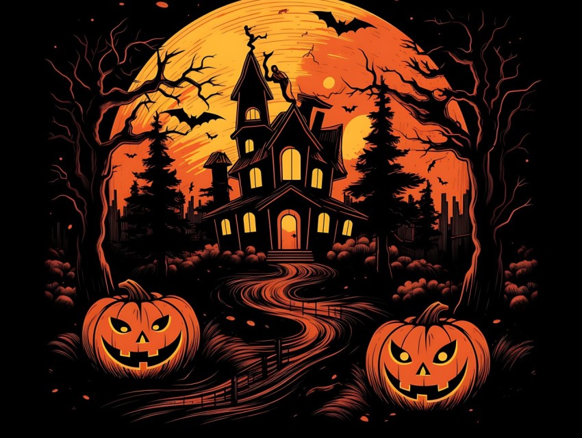 Halloween illustration Design Clipart Pop Art Vector Aesthetic Background (577)