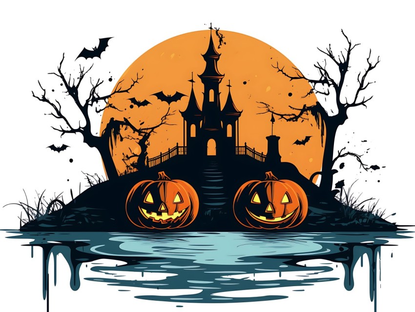 Halloween illustration Design Clipart Pop Art Vector Aesthetic Background (612)