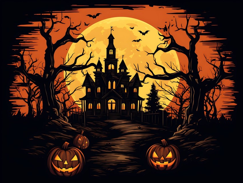 Halloween illustration Design Clipart Pop Art Vector Aesthetic Background (637)