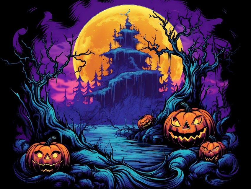 Halloween illustration Design Clipart Pop Art Vector Aesthetic Background (634)
