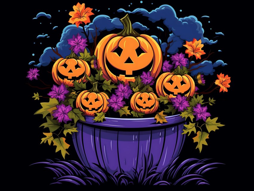 Halloween illustration Design Clipart Pop Art Vector Aesthetic Background (657)