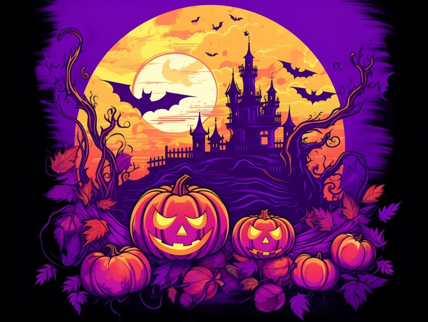Halloween illustration Design Clipart Pop Art Vector Aesthetic Background (630)