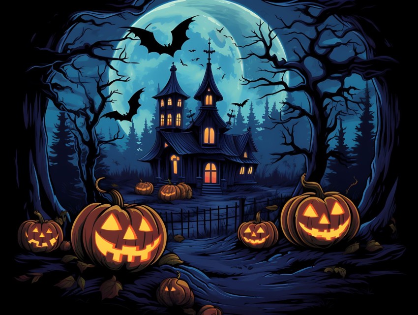 Halloween illustration Design Clipart Pop Art Vector Aesthetic Background (615)