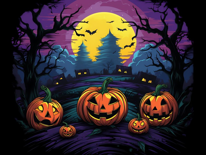 Halloween illustration Design Clipart Pop Art Vector Aesthetic Background (614)