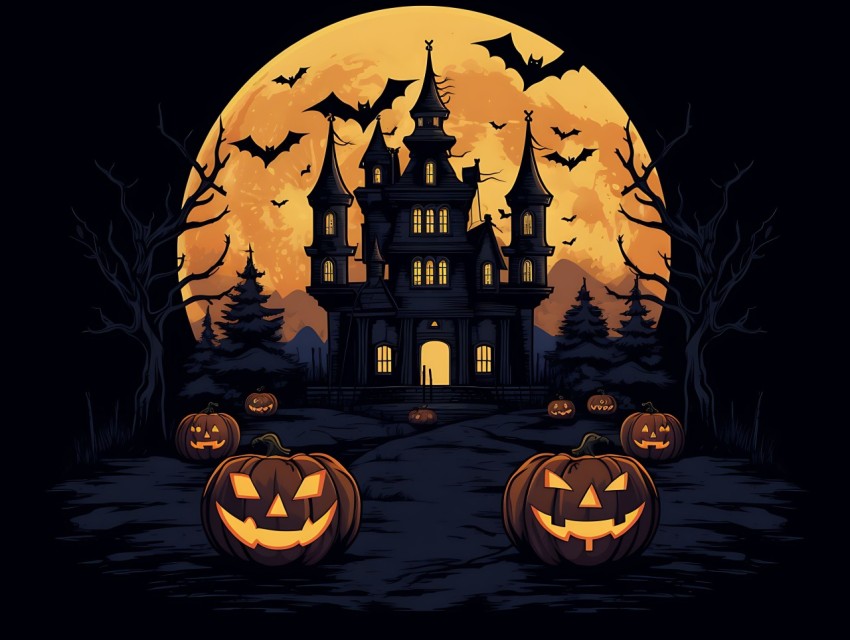 Halloween illustration Design Clipart Pop Art Vector Aesthetic Background (689)