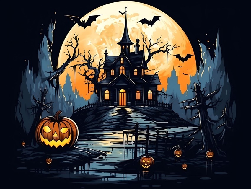 Halloween illustration Design Clipart Pop Art Vector Aesthetic Background (715)