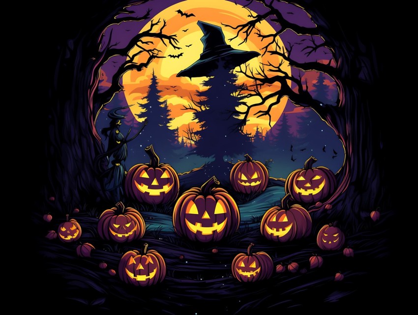 Halloween illustration Design Clipart Pop Art Vector Aesthetic Background (708)