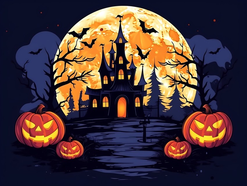 Halloween illustration Design Clipart Pop Art Vector Aesthetic Background (688)