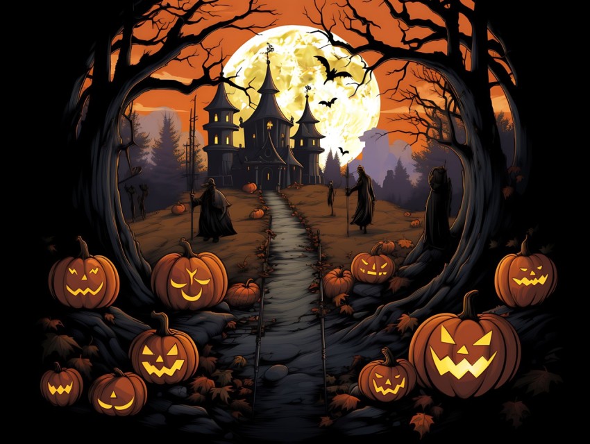 Halloween illustration Design Clipart Pop Art Vector Aesthetic Background (704)