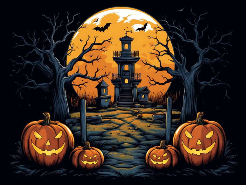 Halloween illustration Design Clipart Pop Art Vector Aesthetic Background (709)
