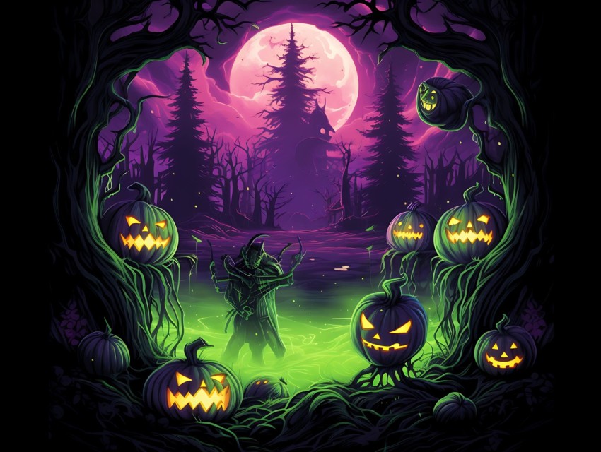 Halloween illustration Design Clipart Pop Art Vector Aesthetic Background (691)