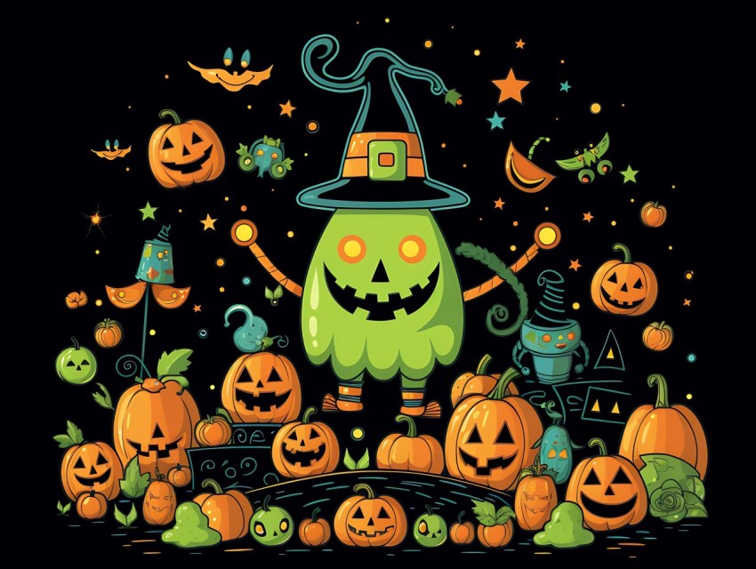 Halloween illustration Design Clipart Pop Art Vector Aesthetic Background (683)