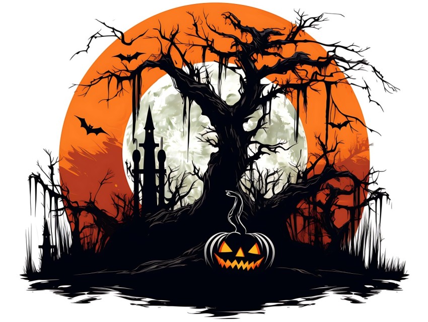 Halloween illustration Design Clipart Pop Art Vector Aesthetic Background (755)