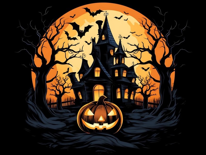 Halloween illustration Design Clipart Pop Art Vector Aesthetic Background (799)