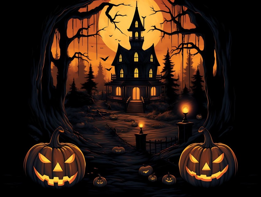 Halloween illustration Design Clipart Pop Art Vector Aesthetic Background (774)