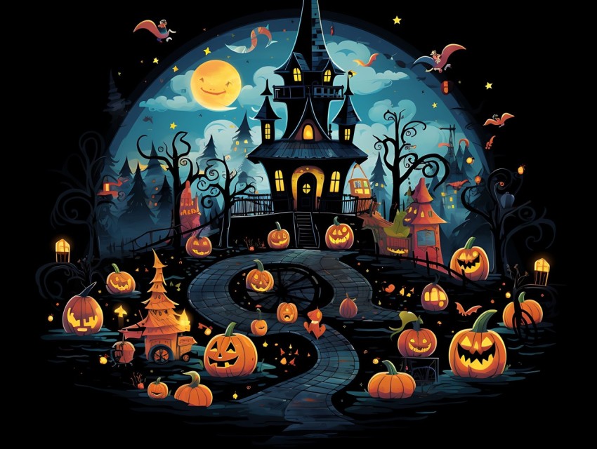 Halloween illustration Design Clipart Pop Art Vector Aesthetic Background (780)