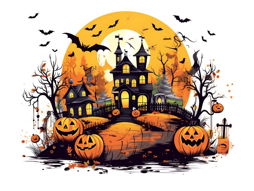Halloween illustration Design Clipart Pop Art Vector Aesthetic Background (800)