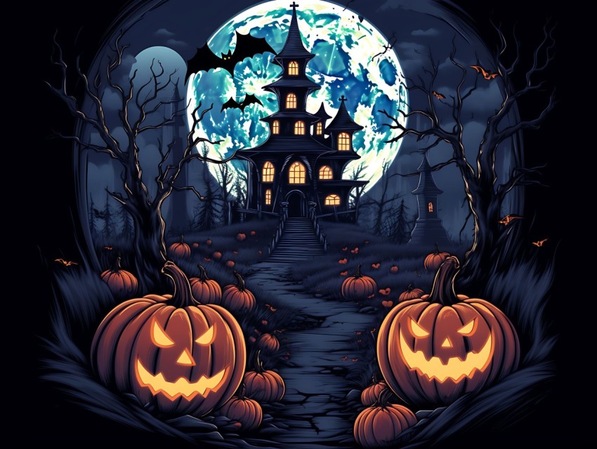 Halloween illustration Design Clipart Pop Art Vector Aesthetic Background (779)