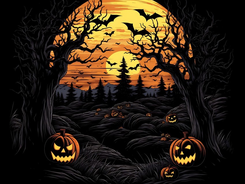 Halloween illustration Design Clipart Pop Art Vector Aesthetic Background (791)
