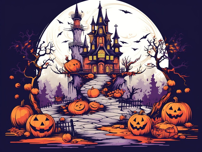 Halloween illustration Design Clipart Pop Art Vector Aesthetic Background (797)