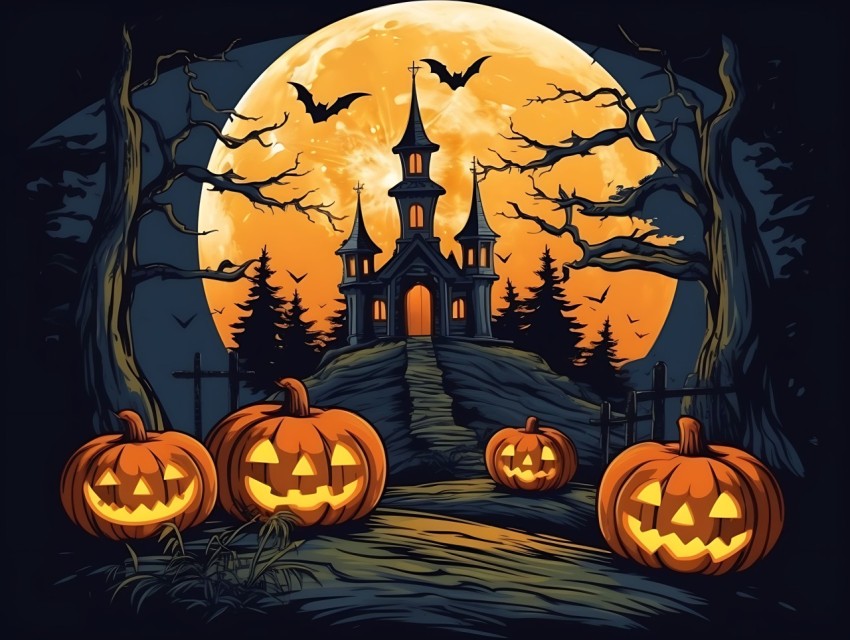 Halloween illustration Design Clipart Pop Art Vector Aesthetic Background (832)