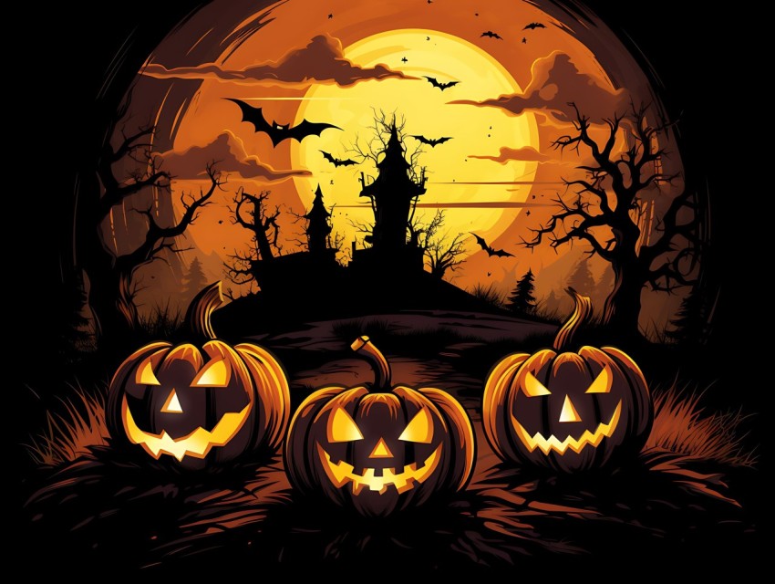 Halloween illustration Design Clipart Pop Art Vector Aesthetic Background (820)