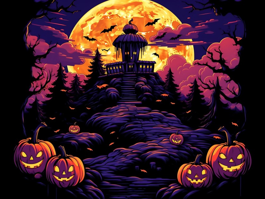 Halloween illustration Design Clipart Pop Art Vector Aesthetic Background (842)