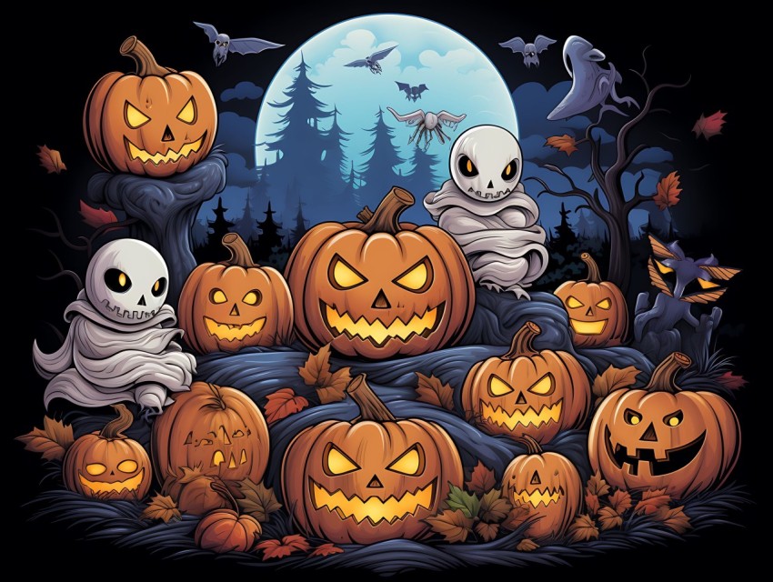 Halloween illustration Design Clipart Pop Art Vector Aesthetic Background (835)