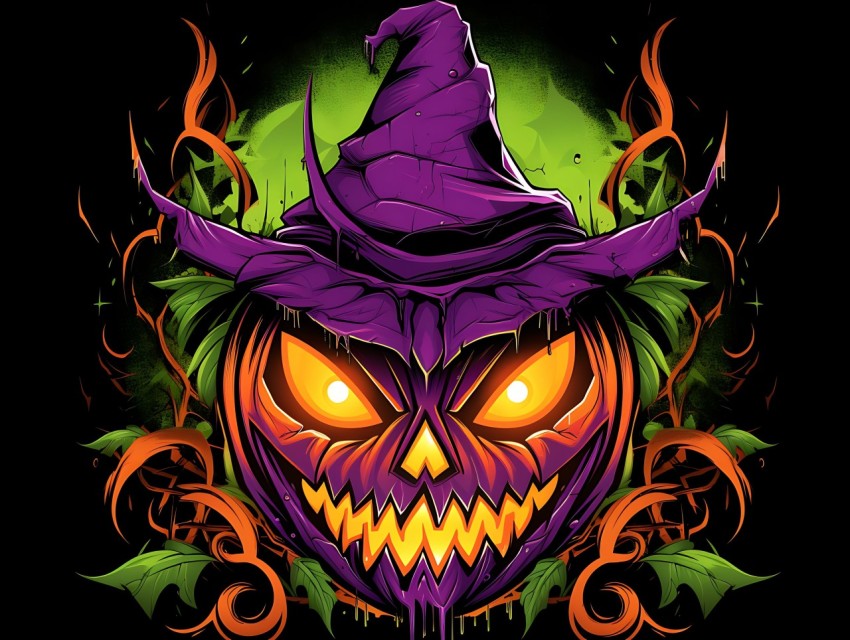 Halloween illustration Design Clipart Pop Art Vector Aesthetic Background (843)