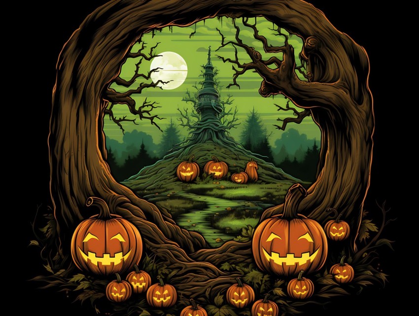 Halloween illustration Design Clipart Pop Art Vector Aesthetic Background (830)