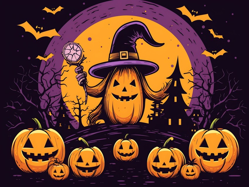 Halloween illustration Design Clipart Pop Art Vector Aesthetic Background (862)