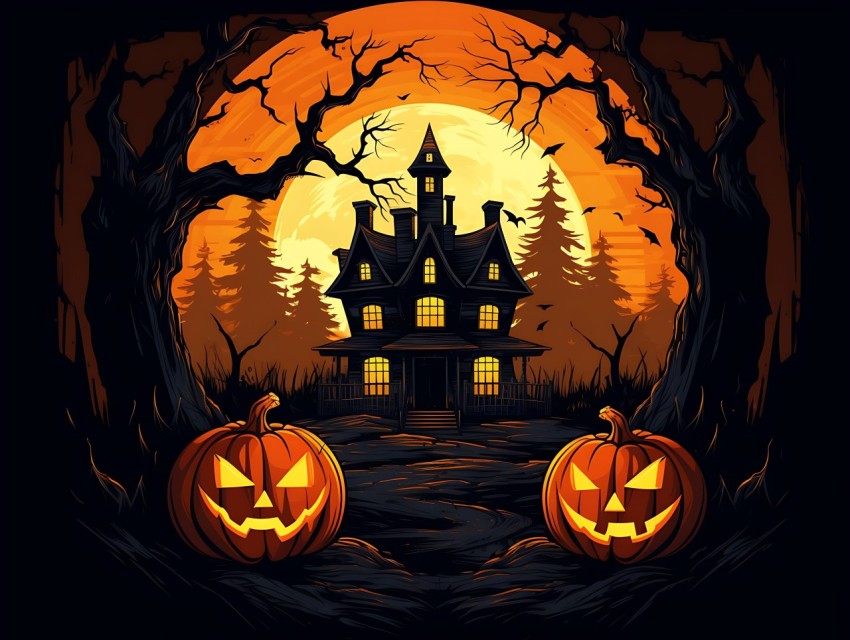 Halloween illustration Design Clipart Pop Art Vector Aesthetic Background (886)