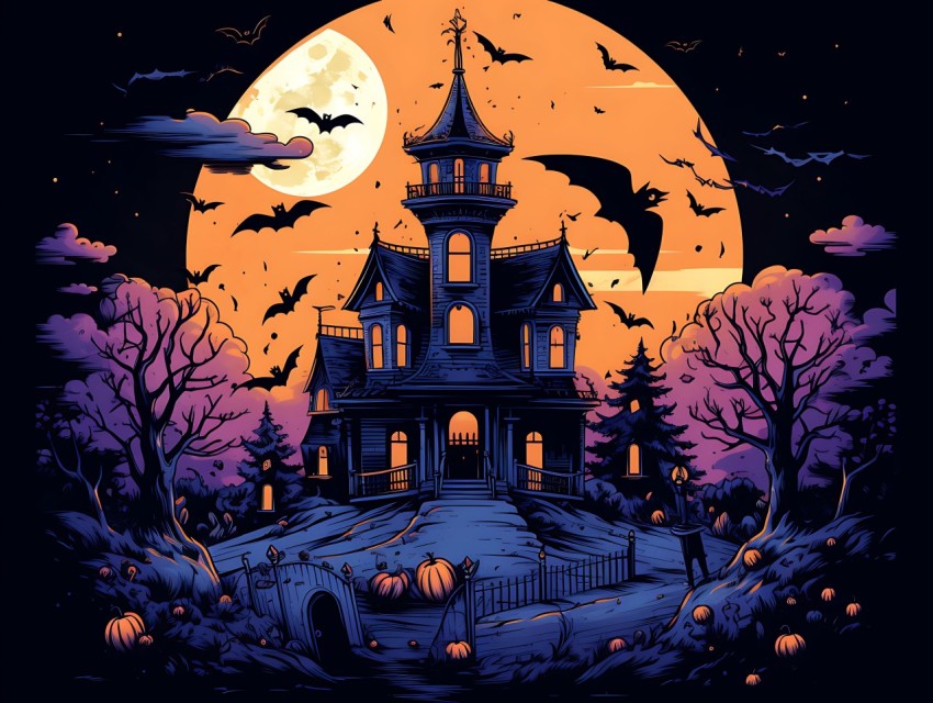 Halloween illustration Design Clipart Pop Art Vector Aesthetic Background (888)